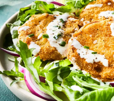 Picture of Coated and Fried Green Zebra Tomatoes