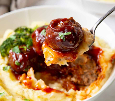 BBQ Meatballs Mashed Potatoes Recipe