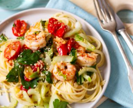 Spaghetti Prawns Bok Choy Recipe