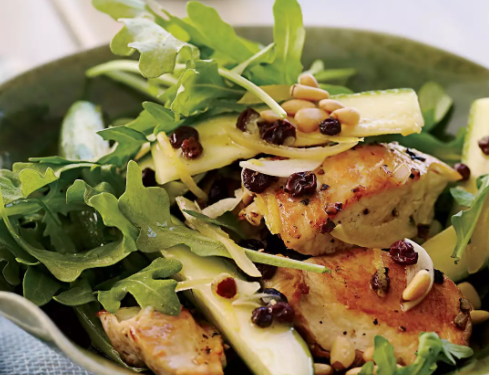 Zucchini Pine Nuts Salad with Chicken Recipe