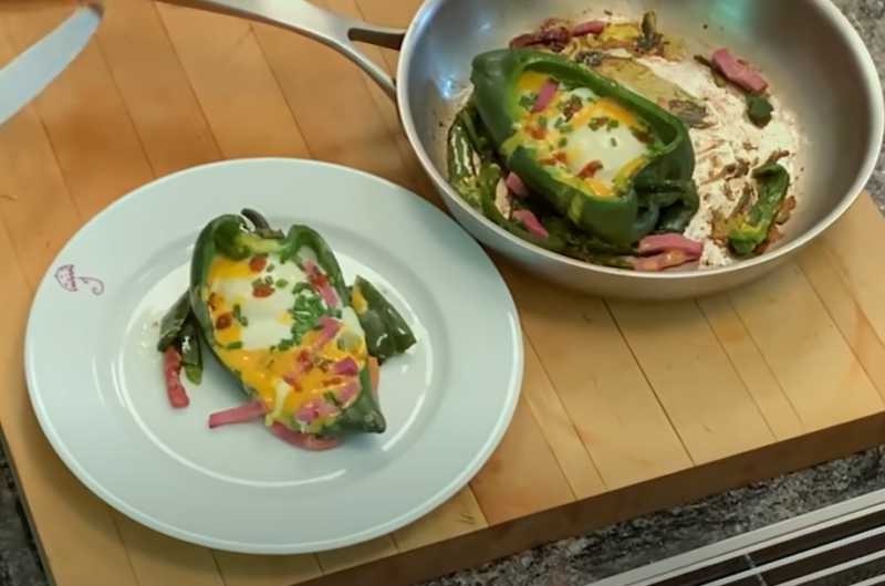 Breakfast Eggs and Ham Poblano Peppers Recipe