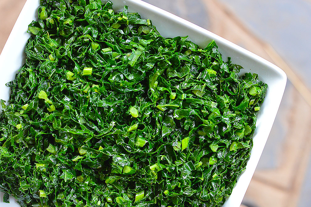 Crispy fried collard greens