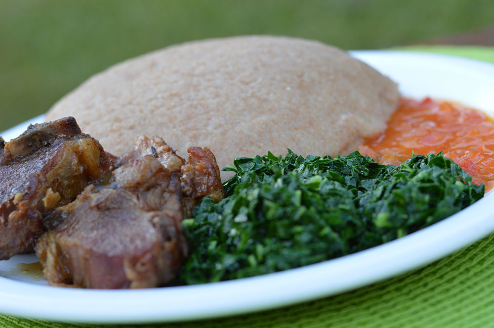 Zimbabwe Sadza served with goat meat