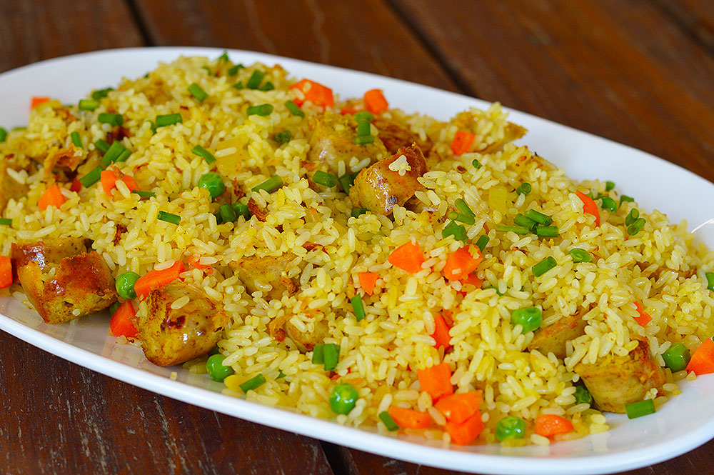 Chicken wors and Vegetable Fried Rice