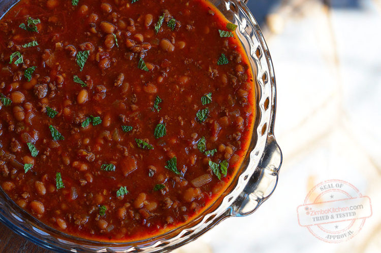 ZimboKitchen Steak Mince and Baked Beans Stew