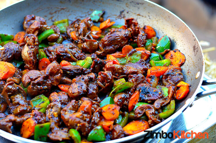 ZimboKitchen Chicken Gizzards Stirfry