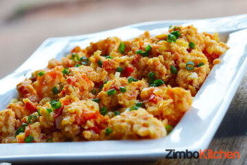 Zimbokitchen Tomato and Onion Scrambled Eggs