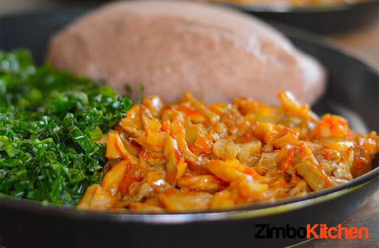 Rice Sadza and mushroom stew