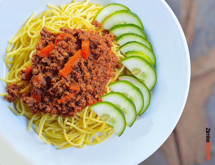 ZimboKitchen Garlic-Flavoured Spaghetti & Mince