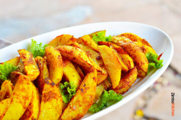 Picture of veg dal masala roasted potato wedges by Zimbokitchen